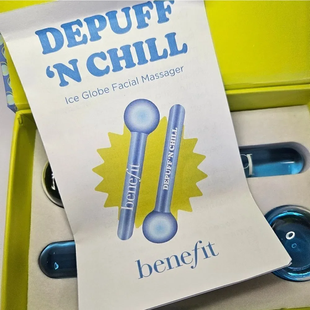 NEW Benefit Depuff’n Chill Eye Globes Cooling Facial Massager Serum Applicator